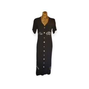 Alexandria Pierce dress maxi long medium black short sleeve button down